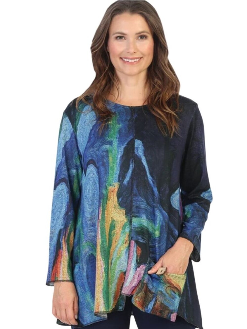 Jess & Jane Layla Art To Wear Lagonlook Top Unique Size M